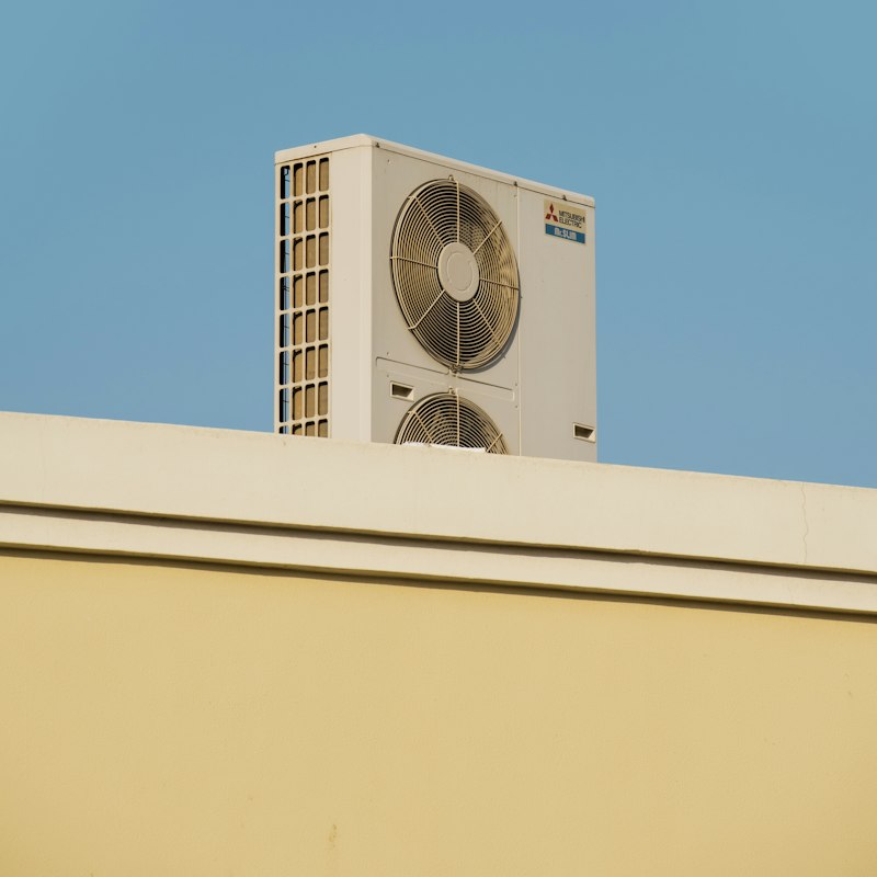 Commercial air conditioning unit on a building rooftop