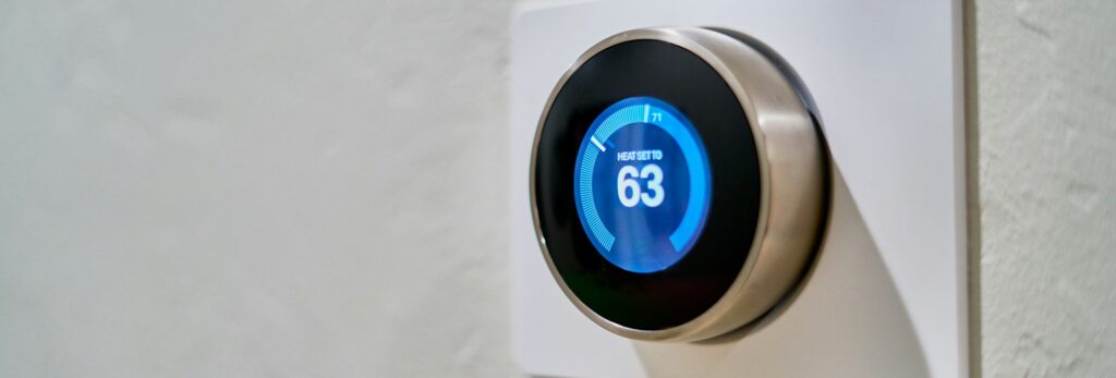 Smart thermostat set to heat a Greenville home